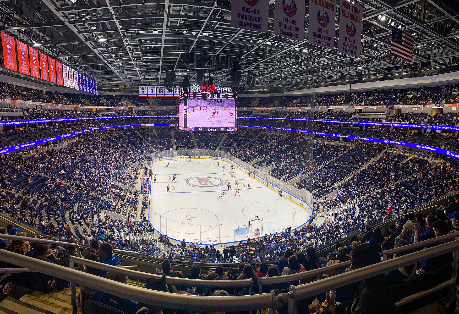 UBS Arena ice view during Islanders hockey